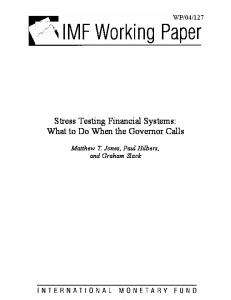 Stress Testing Financial Systems - IMF