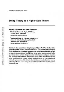 String Theory as a Higher Spin Theory