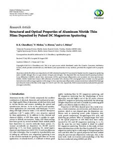 Structural and Optical Properties of Aluminum Nitride Thin Films ...