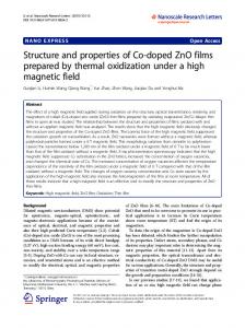 Structure and properties of Co-doped ZnO films ... - Springer Link