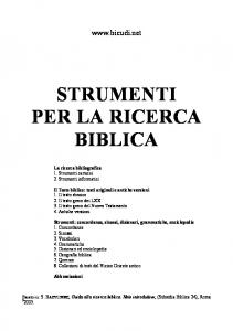 STRUMENTI PER LA RICERCA BIBLICA