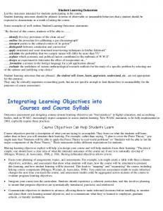 Student Learning Outcomes