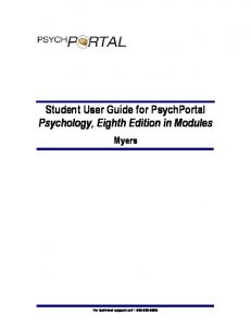 Student User Guide for PsychPortal Psychology, Eighth Edition in ...