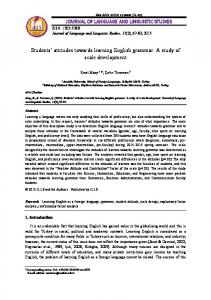 Students' attitudes towards learning English grammar: A study of ... - Eric