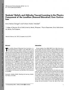 Students' Beliefs and Attitudes Toward Learning in the Physics