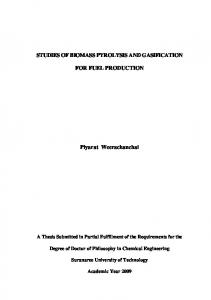 STUDIES OF BIOMASS PYROLYSIS AND