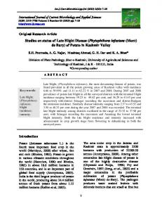 Studies on status of Late Blight Disease (Phytophthora infestans (Mont ...