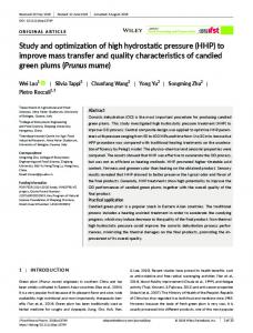 Study and optimization of high hydrostatic pressure