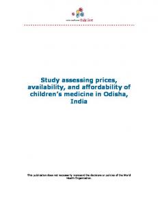 Study assessing prices, availability, and affordability of children's