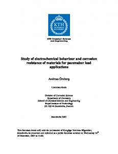 Study of electrochemical behaviour and corrosion ... - DiVA Portal