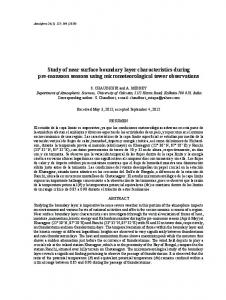 Study of near surface boundary layer characteristics during pre ...