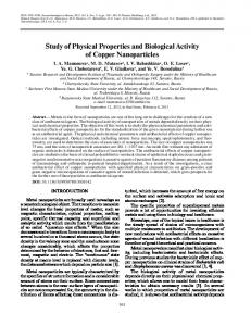 Study of Physical Properties and Biological Activity of ... - Springer Link