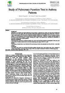 Study of Pulmonary Function Test in Asthma Patients