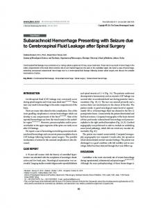 Subarachnoid Hemorrhage Presenting with Seizure due to ...