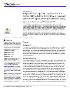 Subjective and objective cognitive function among older adults ... - PLOS