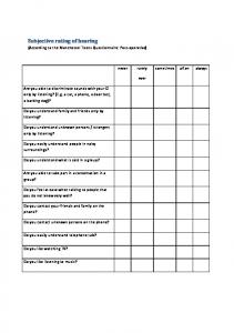 Subjective rating of hearing - PLOS