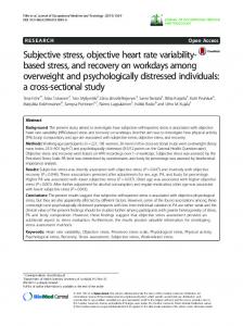 Subjective stress, objective heart rate variability-based ... - Springer Link