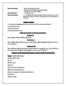 Subjects for Matriculation/Secondary School Certificate Examination