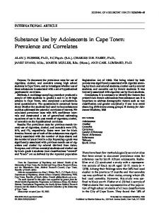 Substance Use by Adolescents in Cape Town - Journal of Adolescent ...