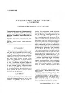 SUBUNGUAL GLOMUS TUMOR OF THE HALLUX