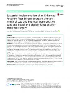 Successful implementation of an Enhanced Recovery ... - Springer Link