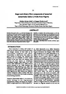 Sugar and dietary fibre components of tamarind