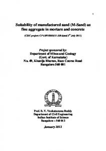Suitability of Manufacture Sand (M-Sand)