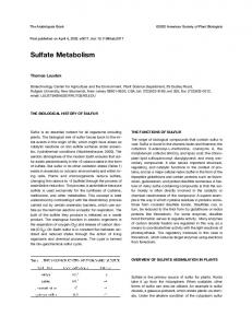 Sulfate Metabolism - BioOne