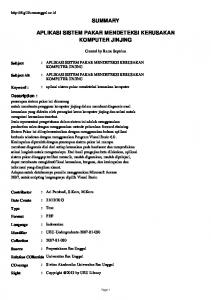 summary aplikasi sistem pakar mendeteksi kerusakan komputer jinjing