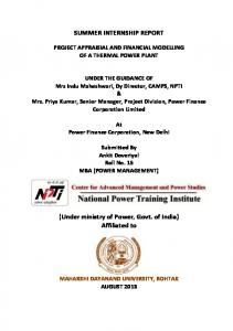 SUMMER INTERNSHIP REPORT - National Power Training Institute ...