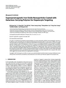 Superparamagnetic Iron Oxide Nanoparticles Coated with Galactose ...