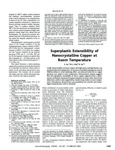 Superplastic Extensibility of Nanocrystalline Copper at Room ...