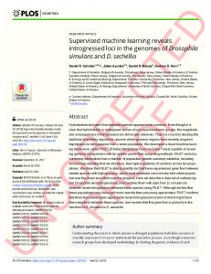 Supervised machine learning reveals introgressed loci in the ... - PLOS