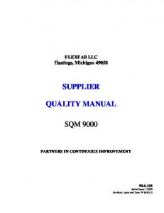 SUPPLIER QUALITY MANUAL SQM 9000