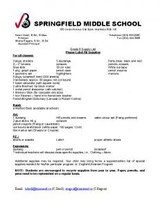 supply grade 8.pages - Springfield Middle School