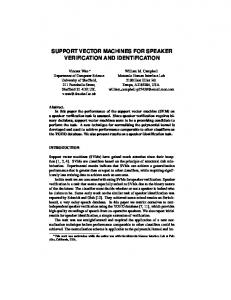 support vector machines for speaker verification ... - Semantic Scholar