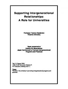 Supporting Intergenerational Relationships: A Role for ... - CiteSeerX