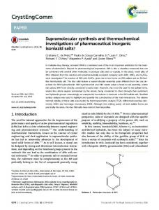 Supramolecular synthesis and thermochemical