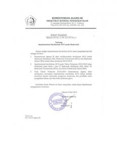 Surat Edaran Kur 2013 - Pendidikan Madrasah