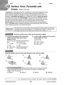 Surface Area: Pyramids and Cones - Glencoe