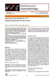 Surgical treatment for liver cancer - CiteSeerX