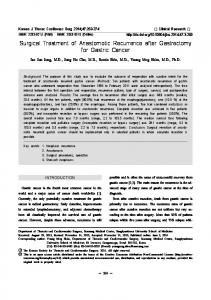 Surgical Treatment of Anastomotic Recurrence after Gastrectomy for