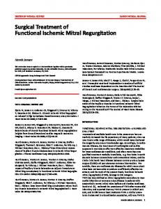 Surgical Treatment of Functional Ischemic Mitral Regurgitation