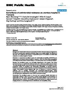 Surveillance of antimicrobial resistance at a tertiary hospital in Tanzania