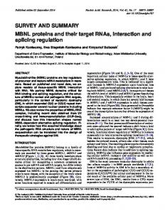 SURVEY AND SUMMARY MBNL proteins and