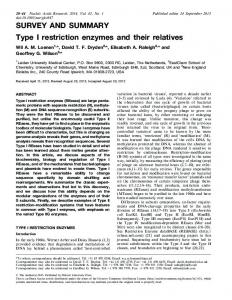 SURVEY AND SUMMARY Type I restriction