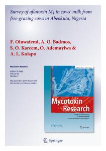 Survey of aflatoxin M1 in cows' milk from free-grazing ...