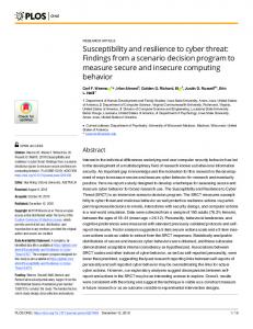 Susceptibility and resilience to cyber threat - PLOS