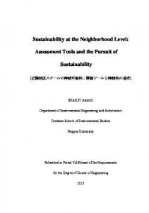 Sustainability at the Neighborhood Level: Assessment Tools and the ...