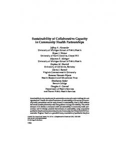 Sustainability of Collaborative Capacity in Community ... - CiteSeerX